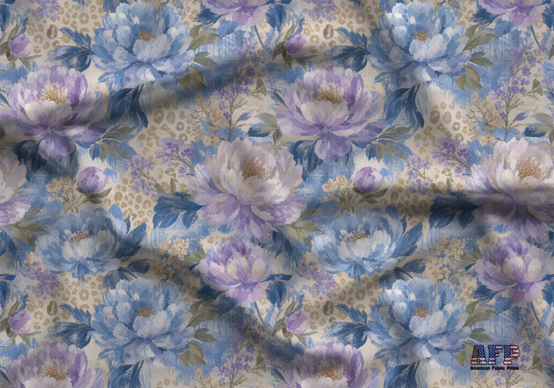 Purple Peony Leopard Fabric - Shop now at American Fabric Prints