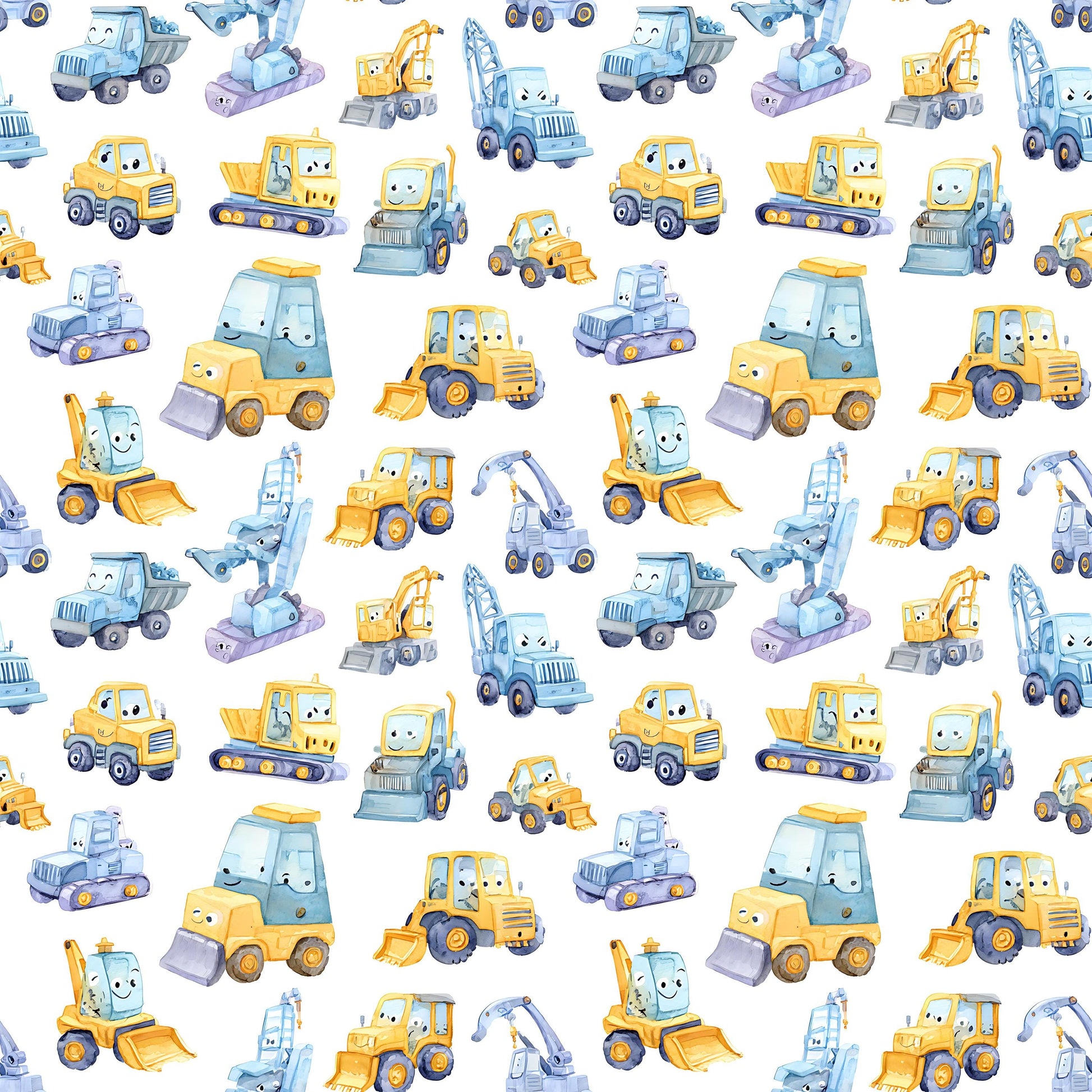 Playful Construction Machines Fabric - Shop now at American Fabric Prints