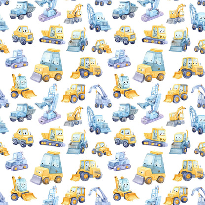 Playful Construction Machines Fabric - Shop now at American Fabric Prints