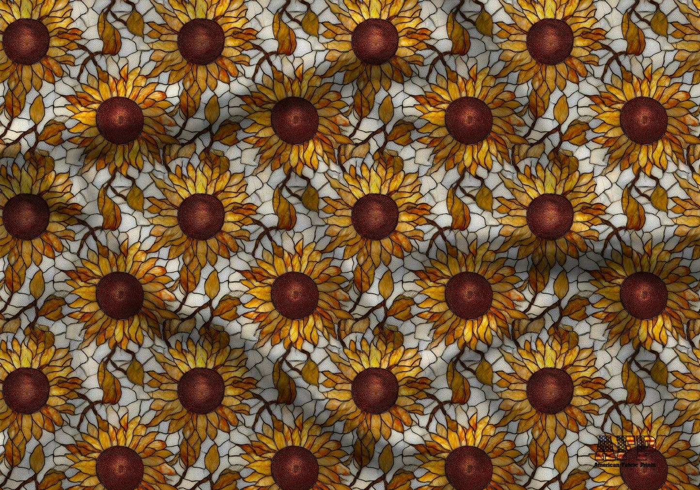 Stain Glass Sunflowers Fabric - Shop now at American Fabric Prints