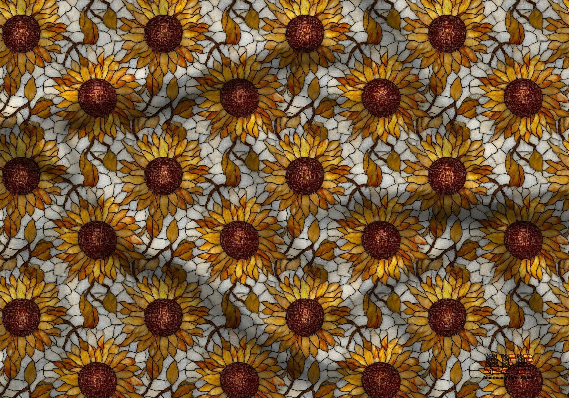 Stain Glass Sunflowers Fabric - Shop now at American Fabric Prints