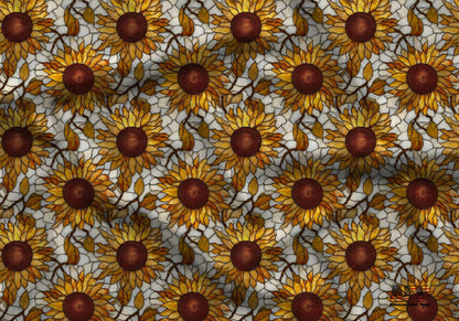 Stain Glass Sunflowers Fabric - Shop now at American Fabric Prints