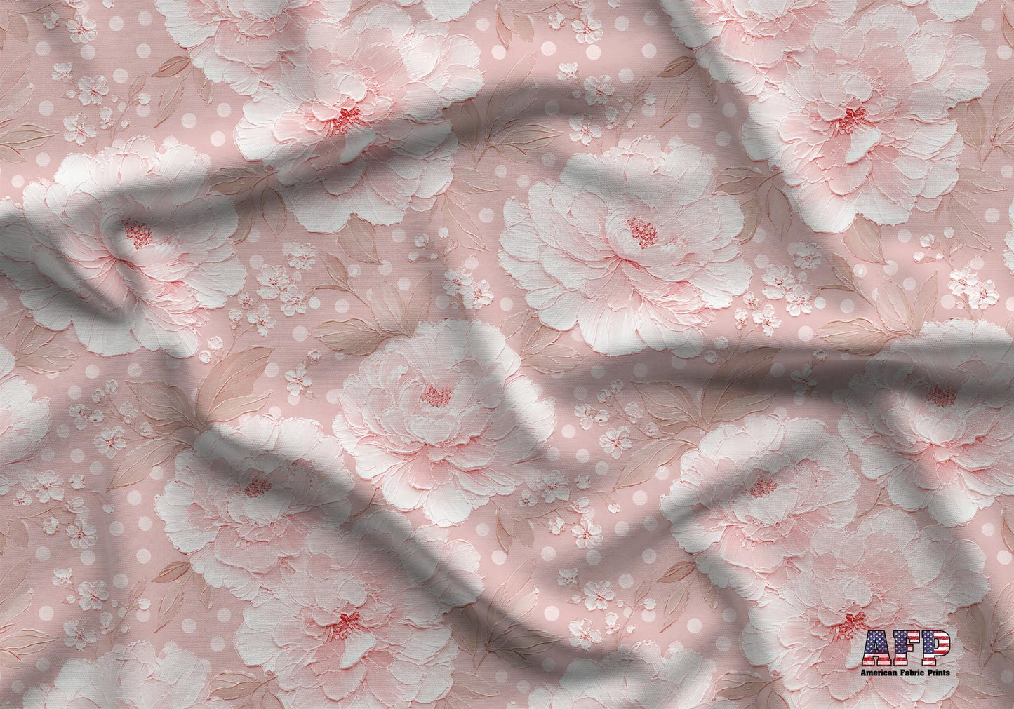 Blush Peony Oil Paint Fabric - Shop now at American Fabric Prints