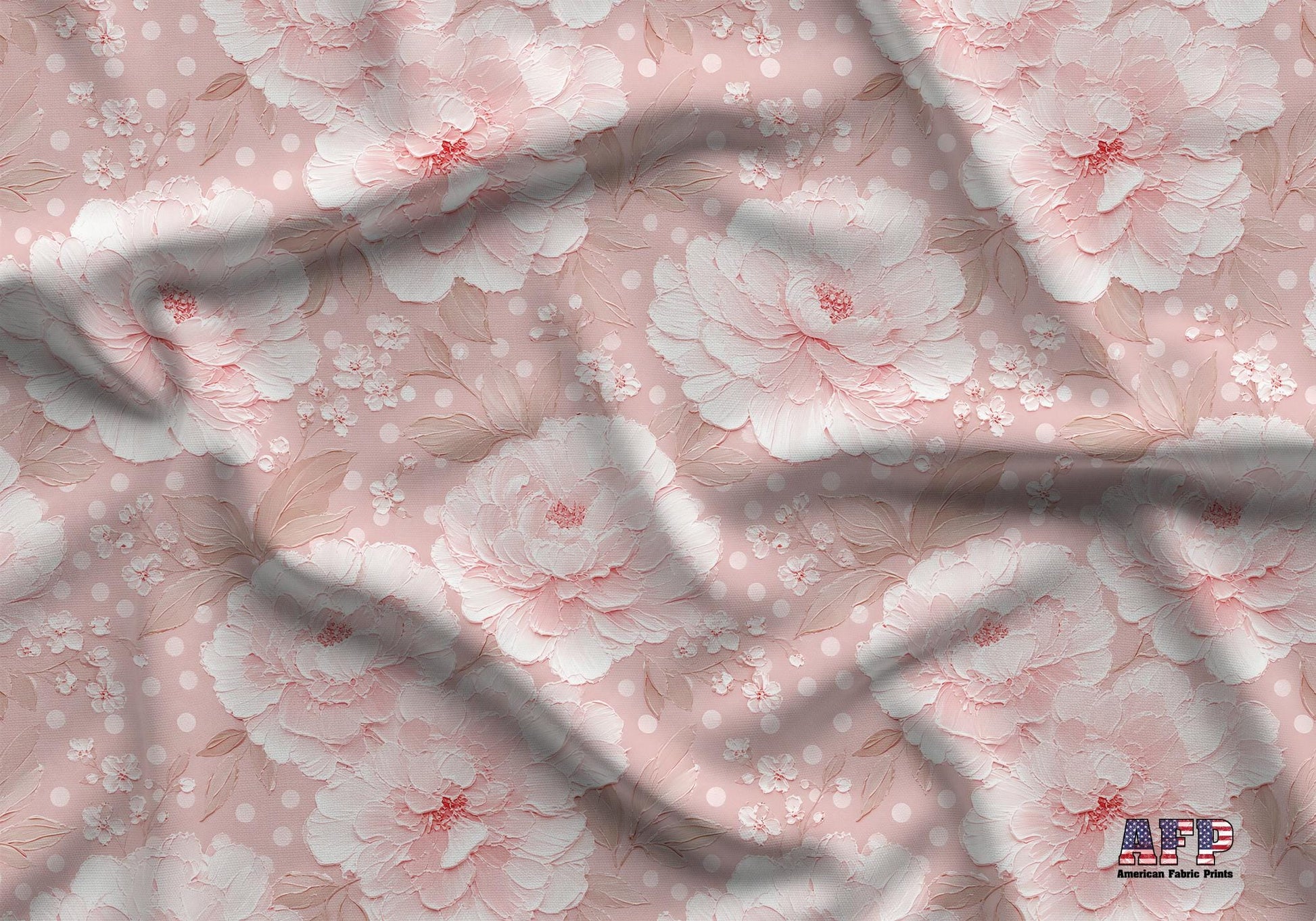 Blush Peony Oil Paint Fabric - Shop now at American Fabric Prints