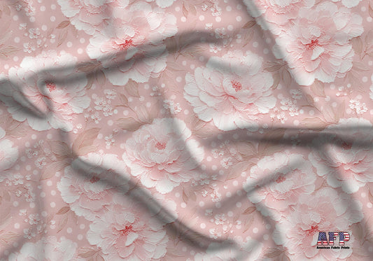 Blush Peony Oil Paint Fabric - Shop now at American Fabric Prints