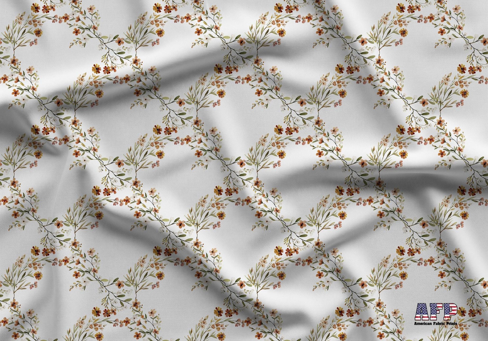 Autumn Floral Diamonds Fabric - Shop now at American Fabric Prints