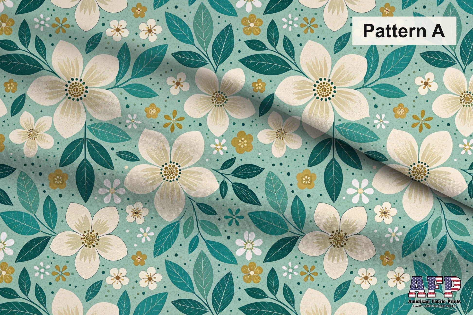 Blue and Gold Floral Fabric Bundle Set - Shop now at American Fabric Prints