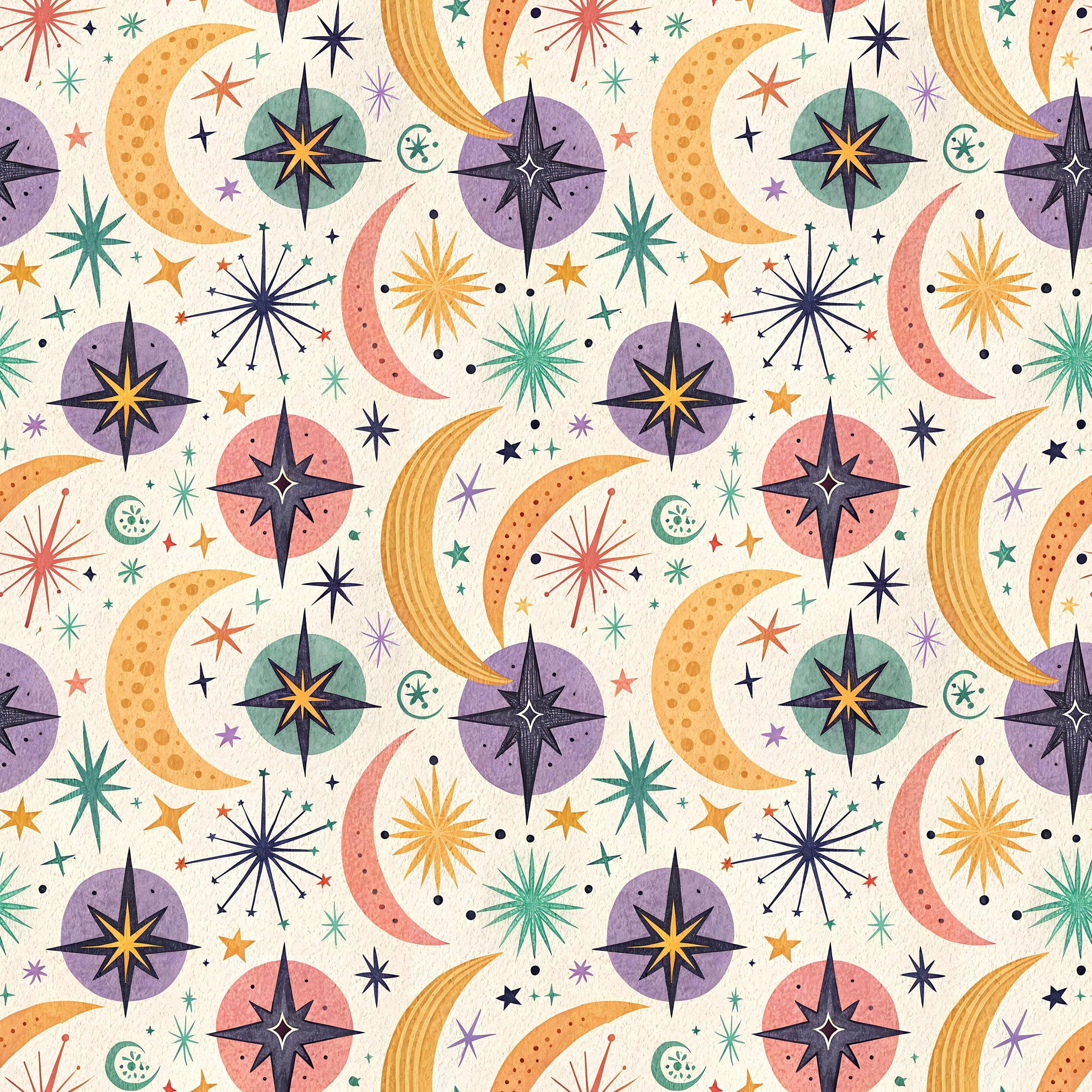 Vintage Moons Fabric - Shop now at American Fabric Prints