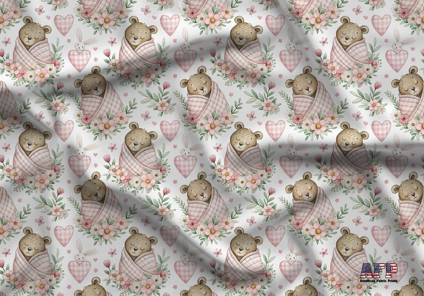 Cuddled Bear Fabric - Shop now at American Fabric Prints