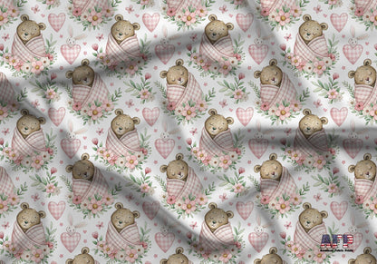 Cuddled Bear Fabric - Shop now at American Fabric Prints