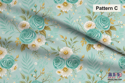 Blue and Gold Floral Fabric Bundle Set - Shop now at American Fabric Prints