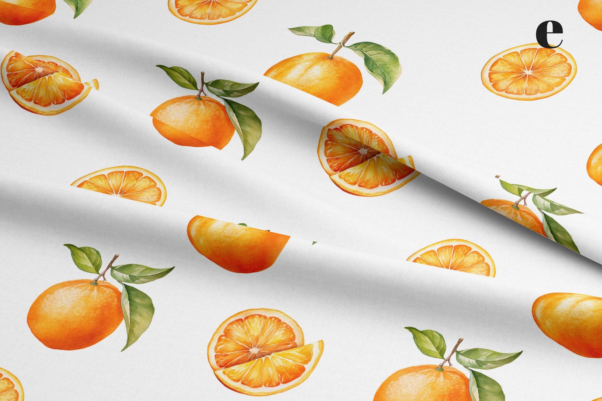 Fabric with whole oranges and sliced oranges. Shop now at American Fabric Prints.