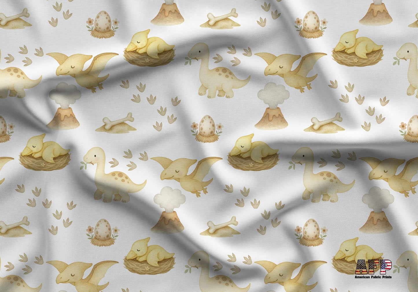 Little Yellow Dinosaurs Fabric - Shop now at American Fabric Prints