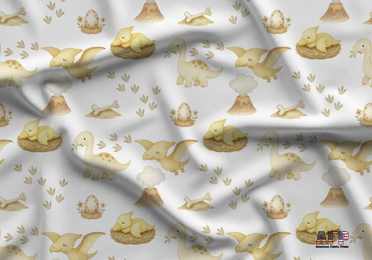 Little Yellow Dinosaurs Fabric - Shop now at American Fabric Prints