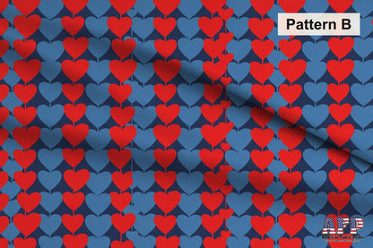 Valentine Hearts Fabric Collection. Pattern B Shown. Shop now at American Fabric Prints.
