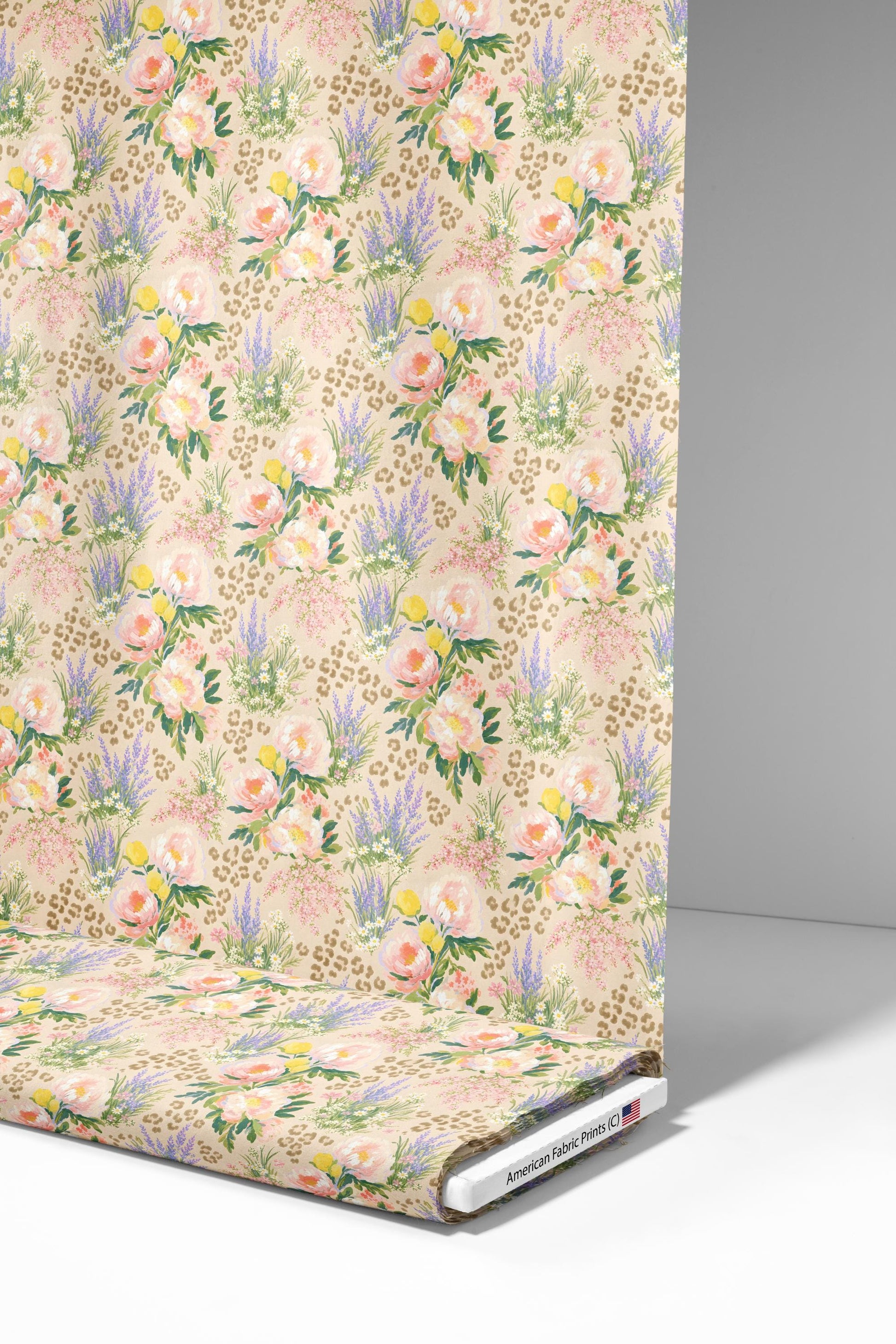 Pastel Floral with Leopard Print Fabric - Shop now at American Fabric Prints