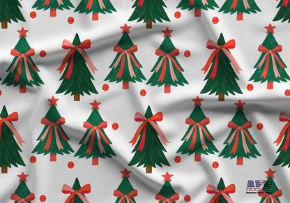 Bow Christmas Tree Fabric - Shop now at American Fabric Prints