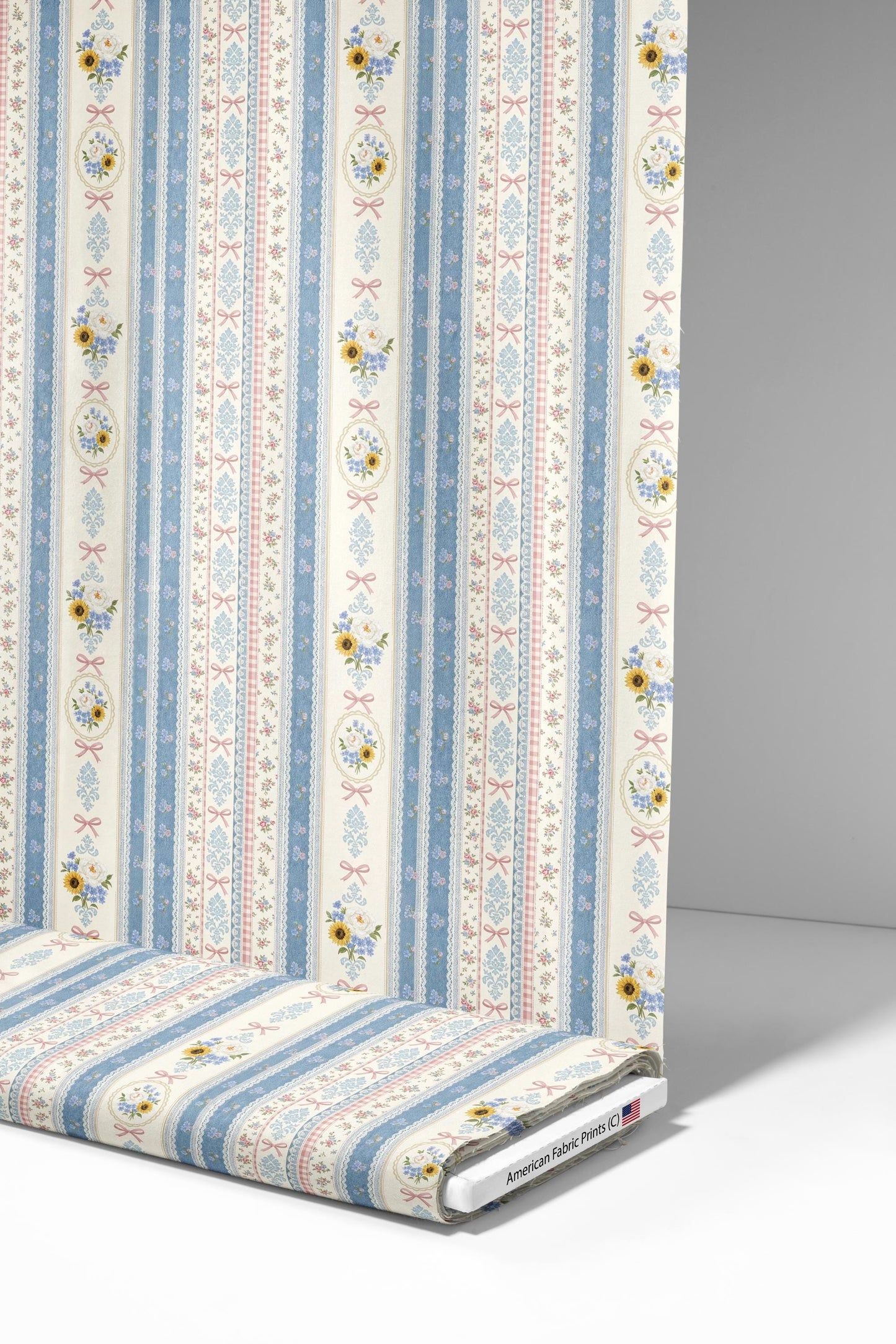 Denim Lace Floral Fabric - Shop now at American Fabric Prints
