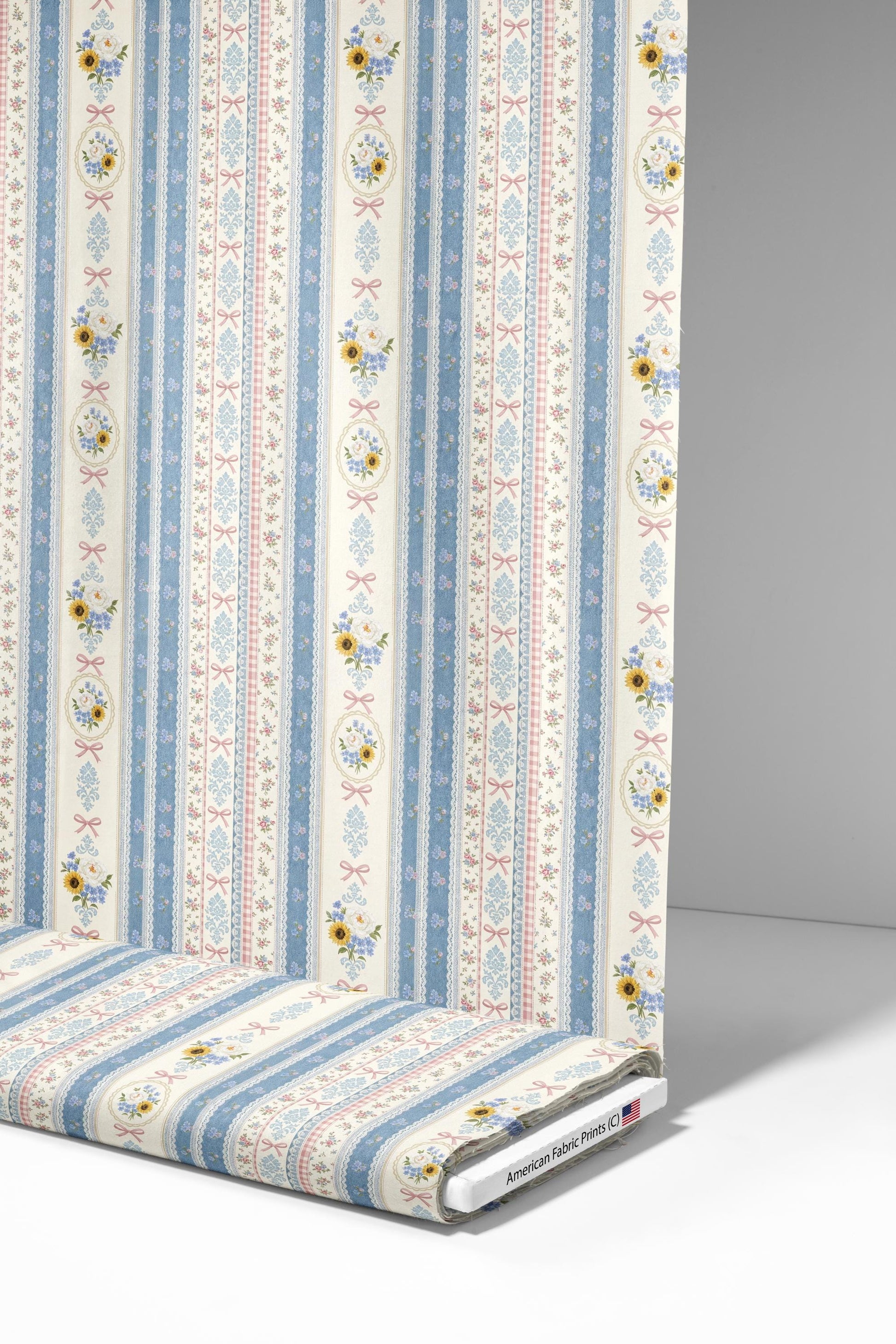 Denim Lace Floral Fabric - Shop now at American Fabric Prints