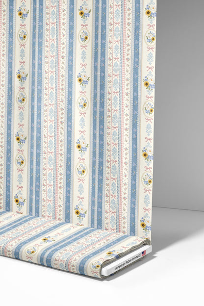 Denim Lace Floral Fabric - Shop now at American Fabric Prints