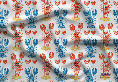 Doodle Lobsters Fabric - Shop now at American Fabric Prints