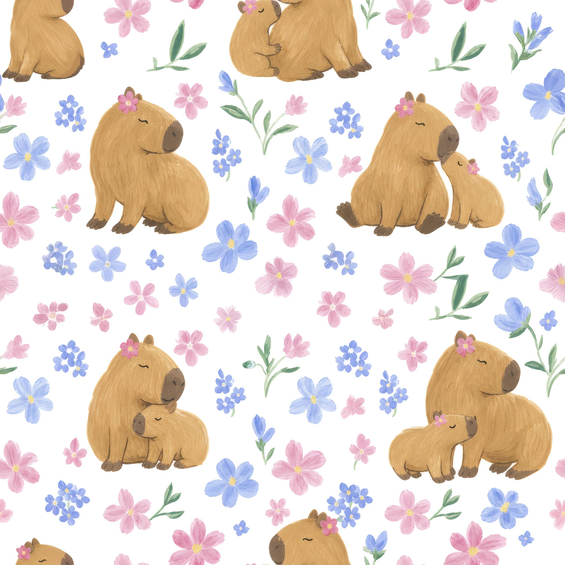Floral Capybara Fabric - Shop now at American Fabric Prints