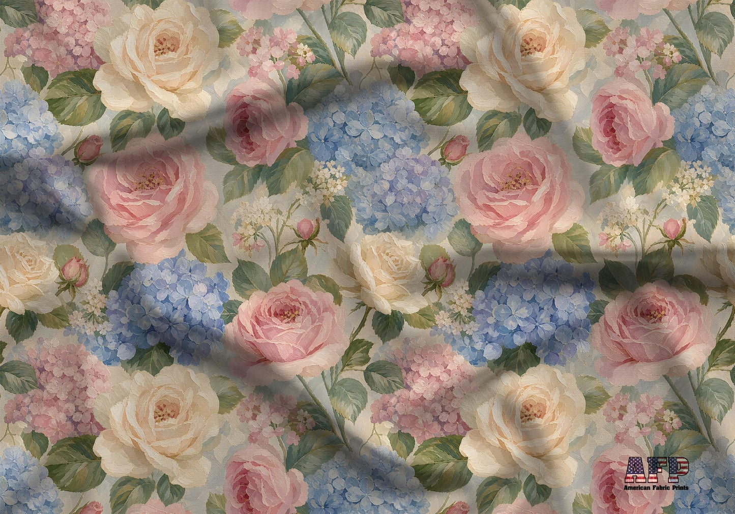 Blush Rose Hydrangea Floral Fabric - Shop now at American Fabric Prints
