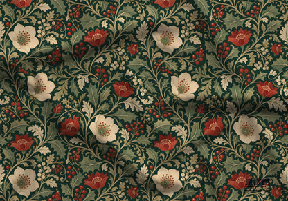 Victorian Christmas Floral Fabric - Shop now at American Fabric Prints