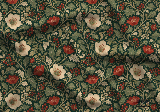 Victorian Christmas Floral Fabric - Shop now at American Fabric Prints