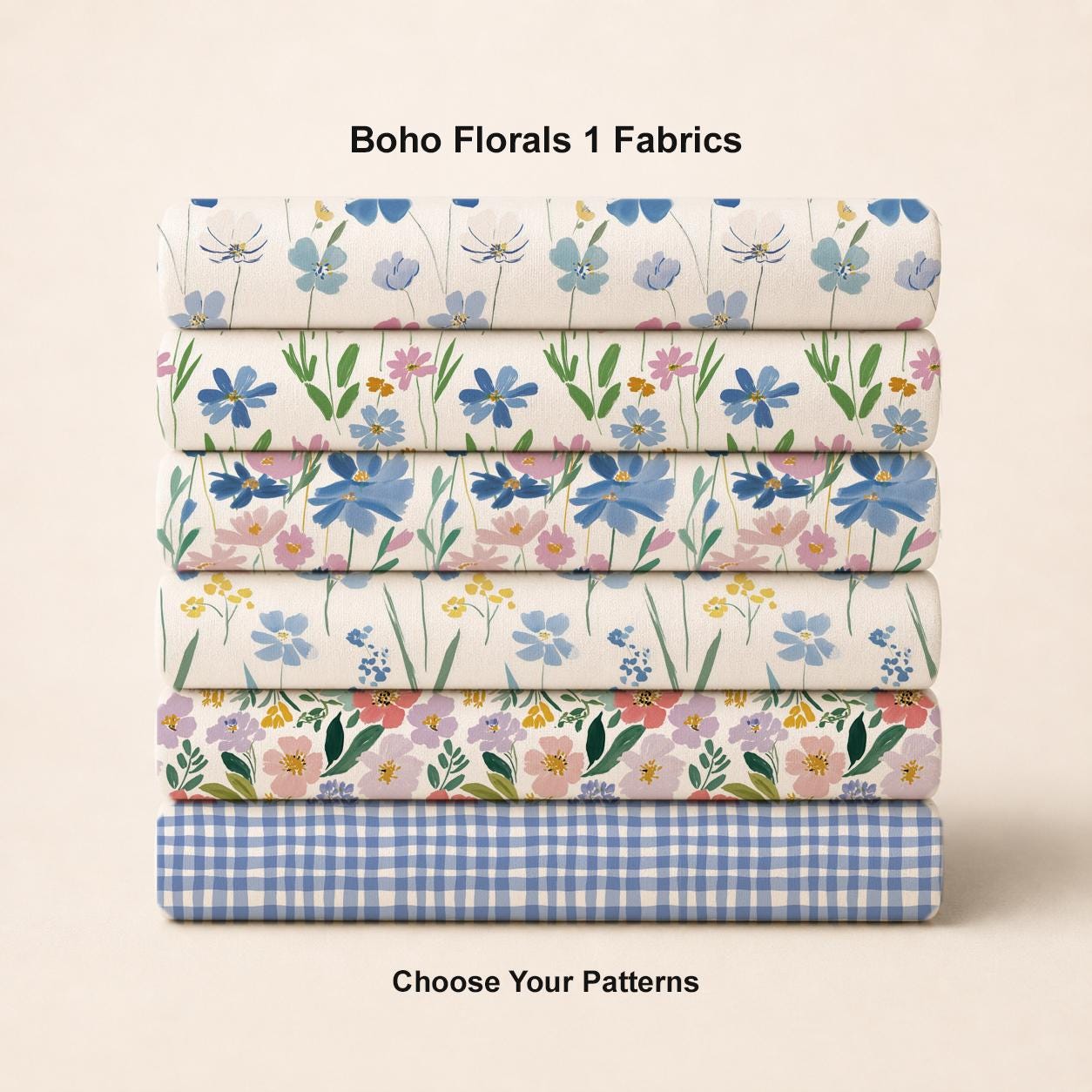 Boho Florals Fabric Bundle. Choose your Patterns. Shop now at American Fabric Prints.