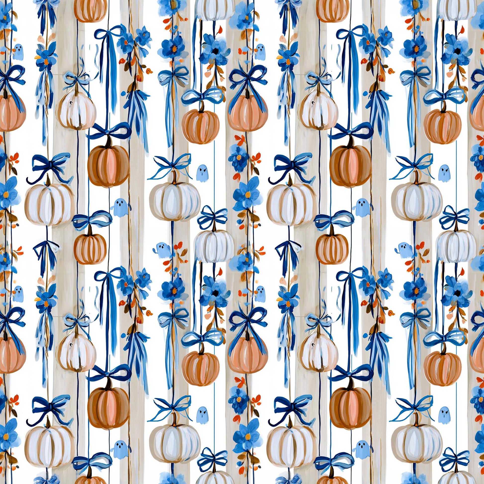 Bows+Pumpkins+Ghosts Fabric - Shop now at American Fabric Prints
