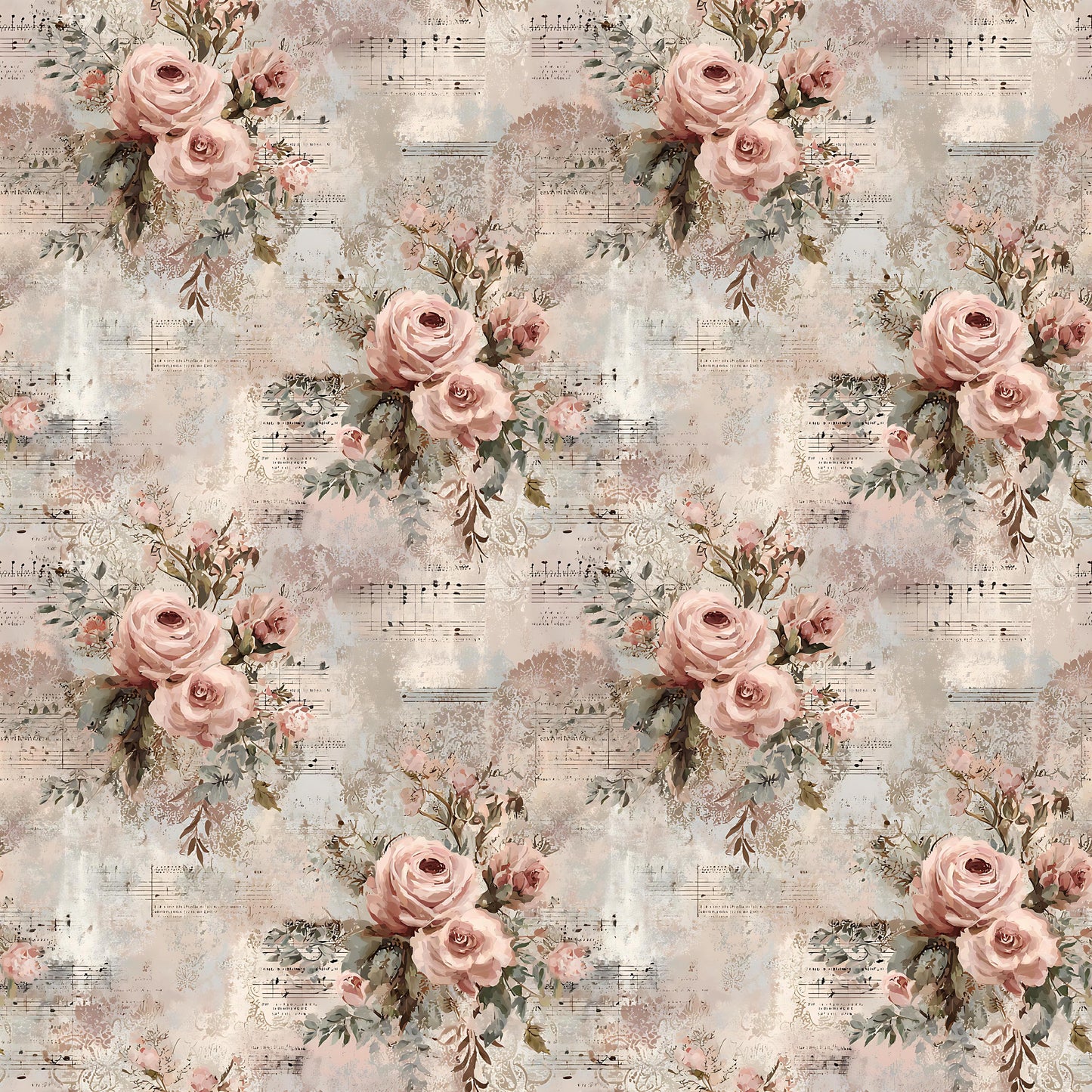 Victorian Shabby Chic Blooms Fabric - Shop now at American Fabric Prints
