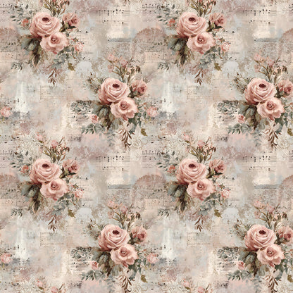 Victorian Shabby Chic Blooms Fabric - Shop now at American Fabric Prints