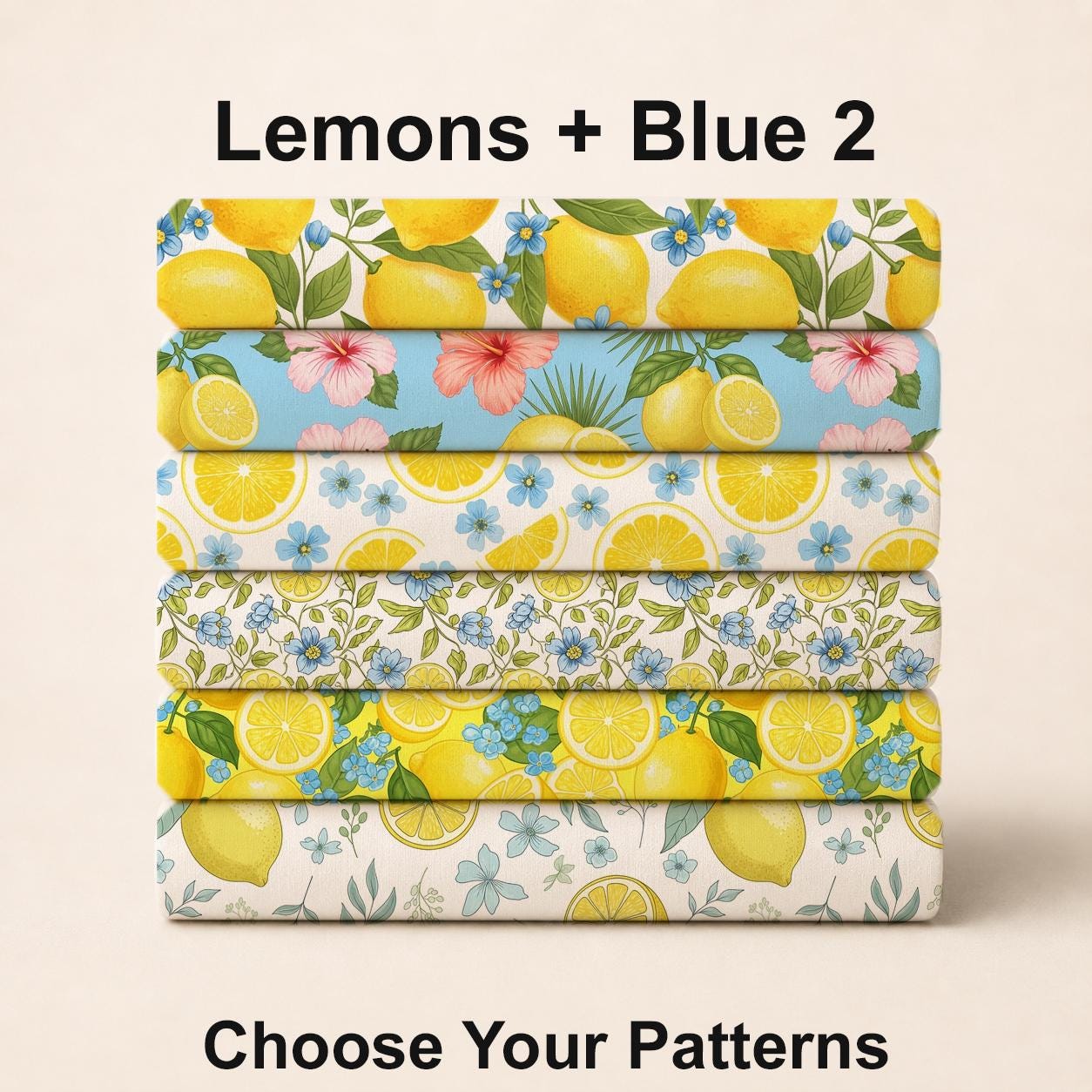 Lemons + Blue 2 Fabric Bundle Set - Shop now at American Fabric Prints
