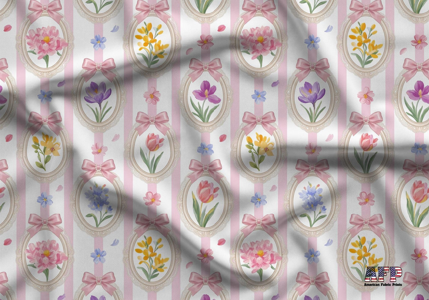 Floral Oval Frames Fabric - Shop now at American Fabric Prints