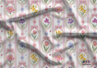 Floral Oval Frames Fabric - Shop now at American Fabric Prints