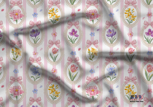 Floral Oval Frames Fabric - Shop now at American Fabric Prints