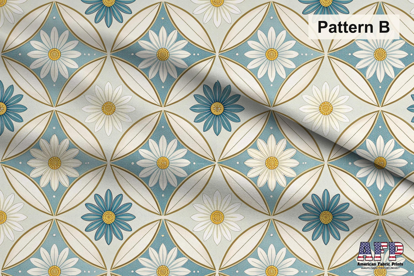 Blue and Gold Floral Fabric Bundle Set - Shop now at American Fabric Prints