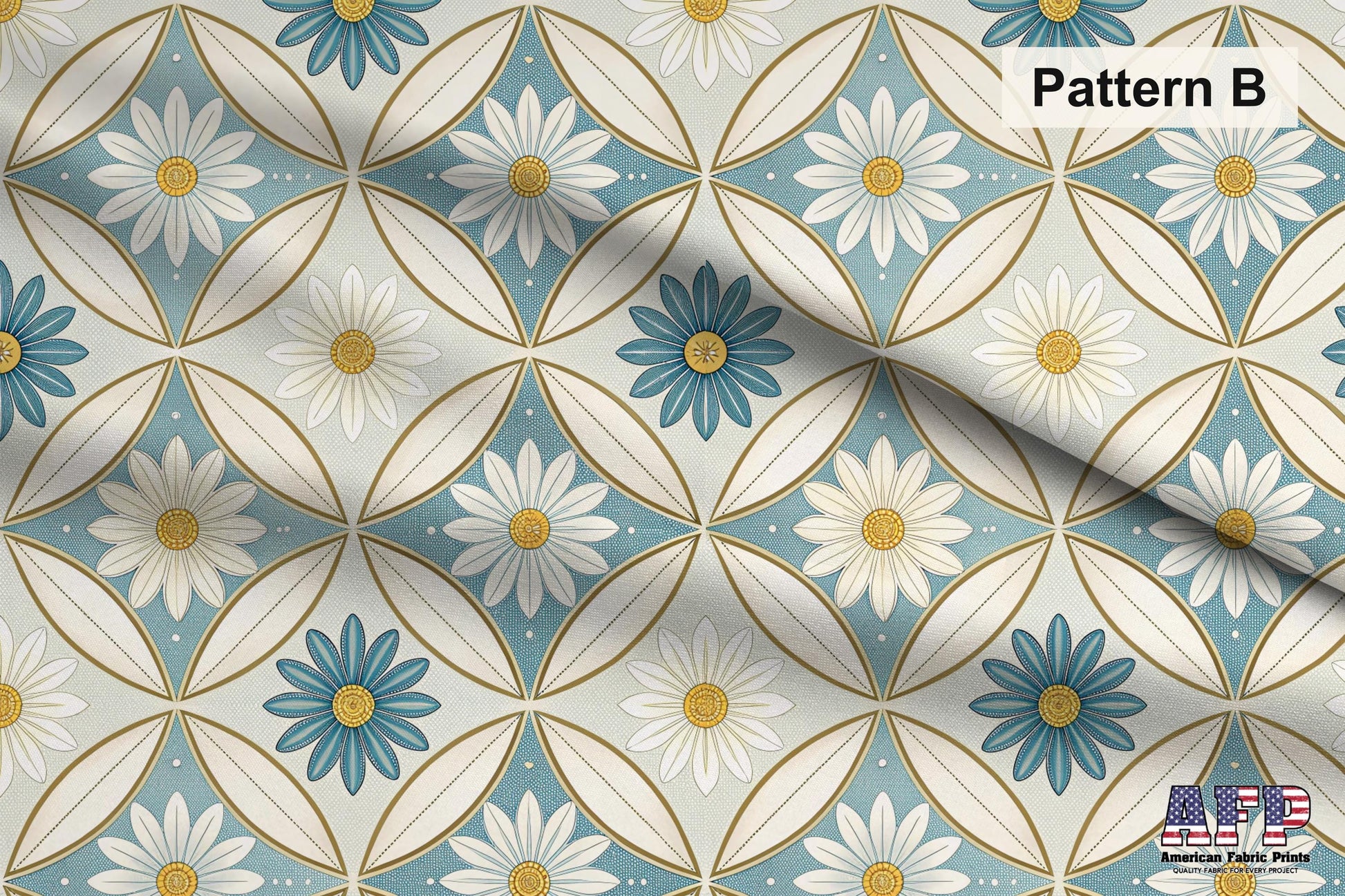 Blue and Gold Floral Fabric Bundle Set - Shop now at American Fabric Prints