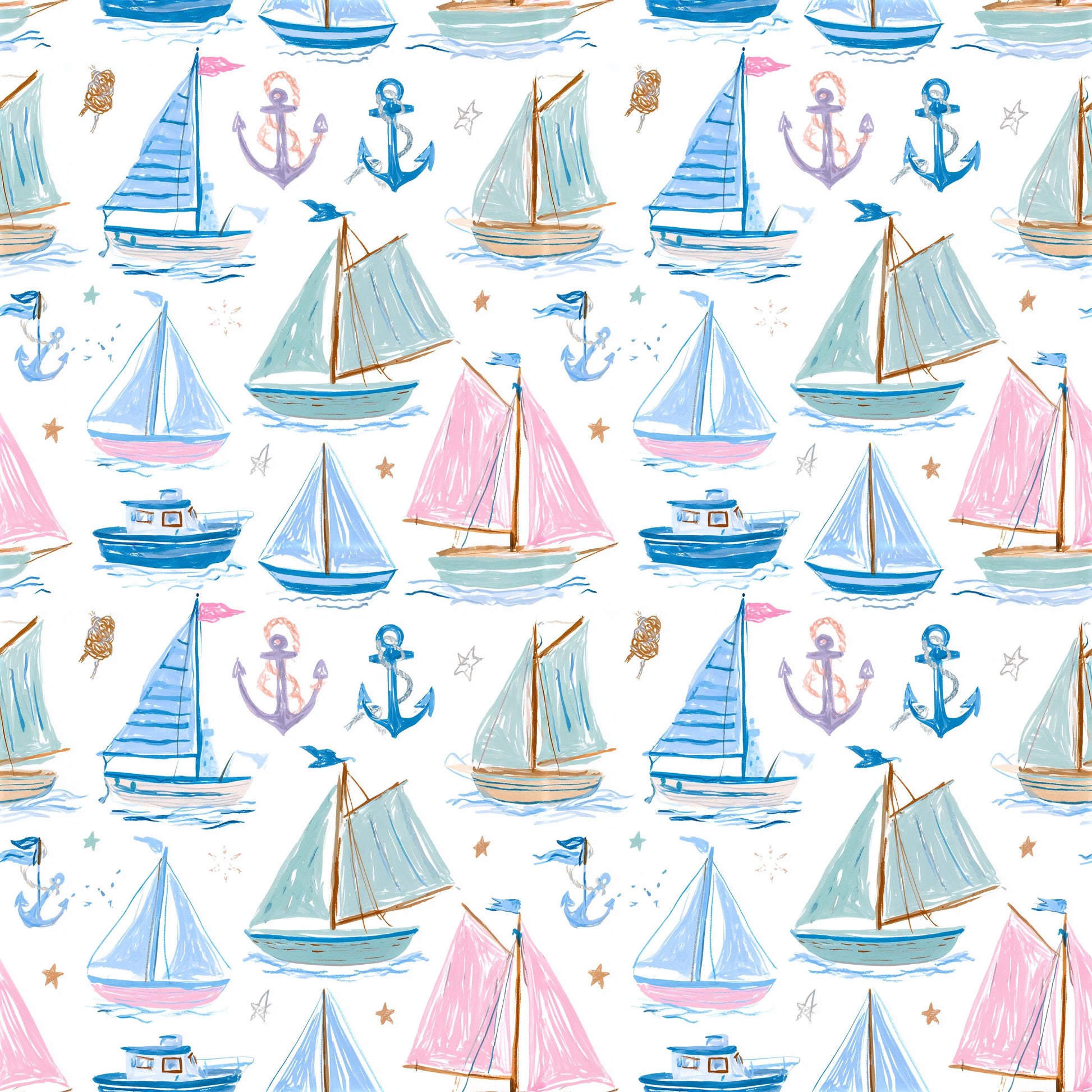 Preppy Boats Fabric - Shop now at American Fabric Prints