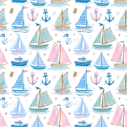 Preppy Boats Fabric - Shop now at American Fabric Prints