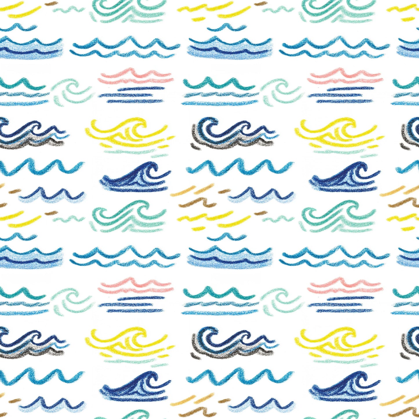 Doodle Coastal Waves Fabric - Shop now at American Fabric Prints