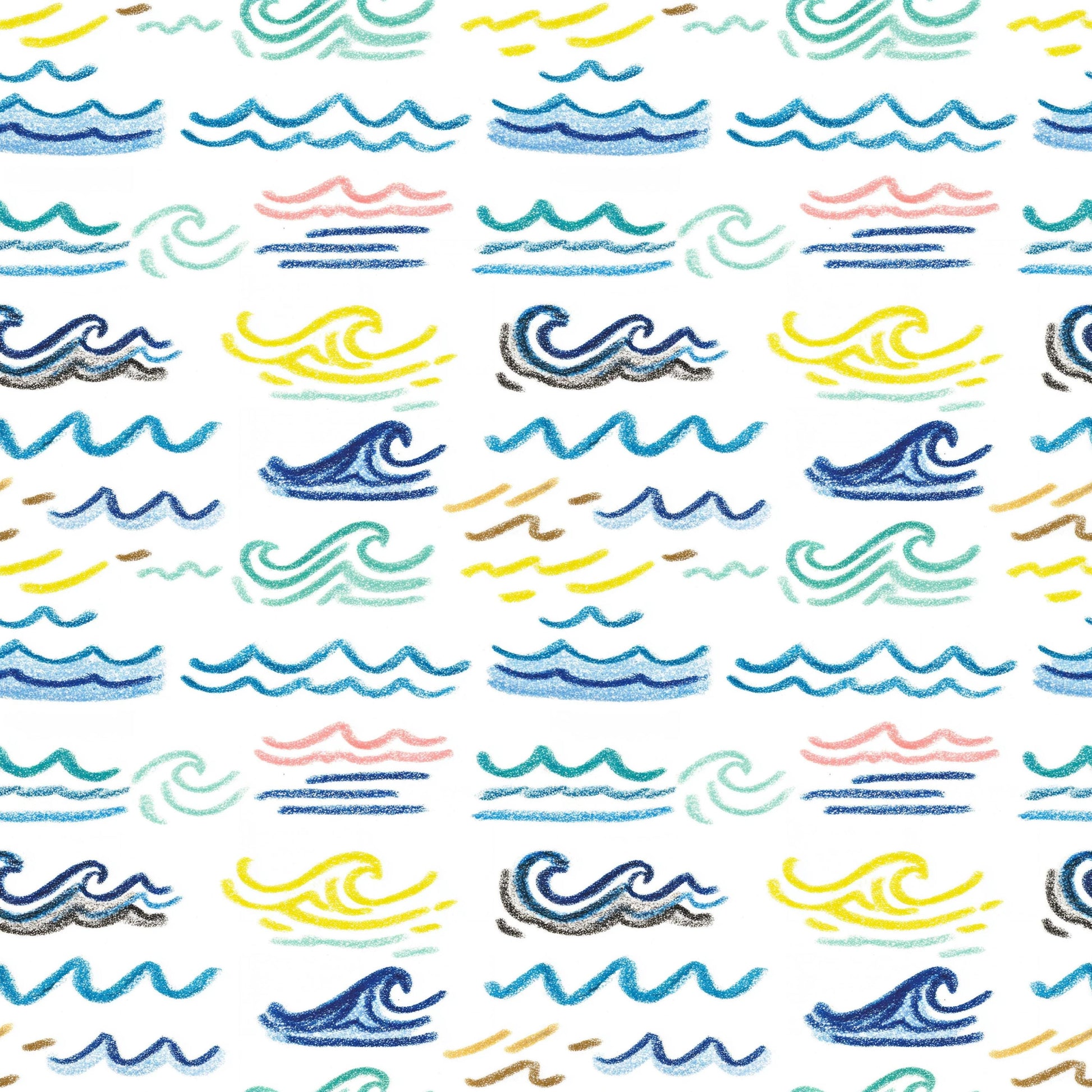 Doodle Coastal Waves Fabric - Shop now at American Fabric Prints