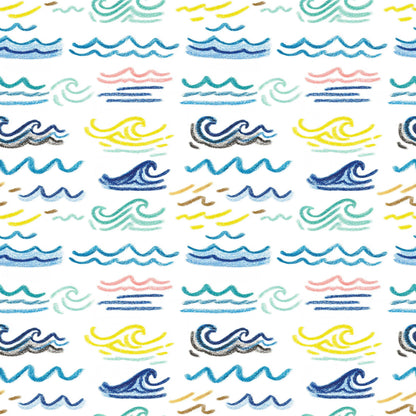 Doodle Coastal Waves Fabric - Shop now at American Fabric Prints