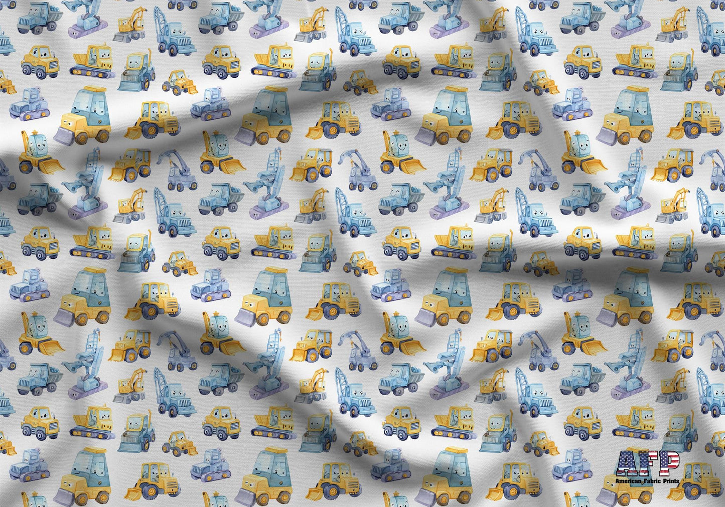 Playful Construction Machines Fabric - Shop now at American Fabric Prints
