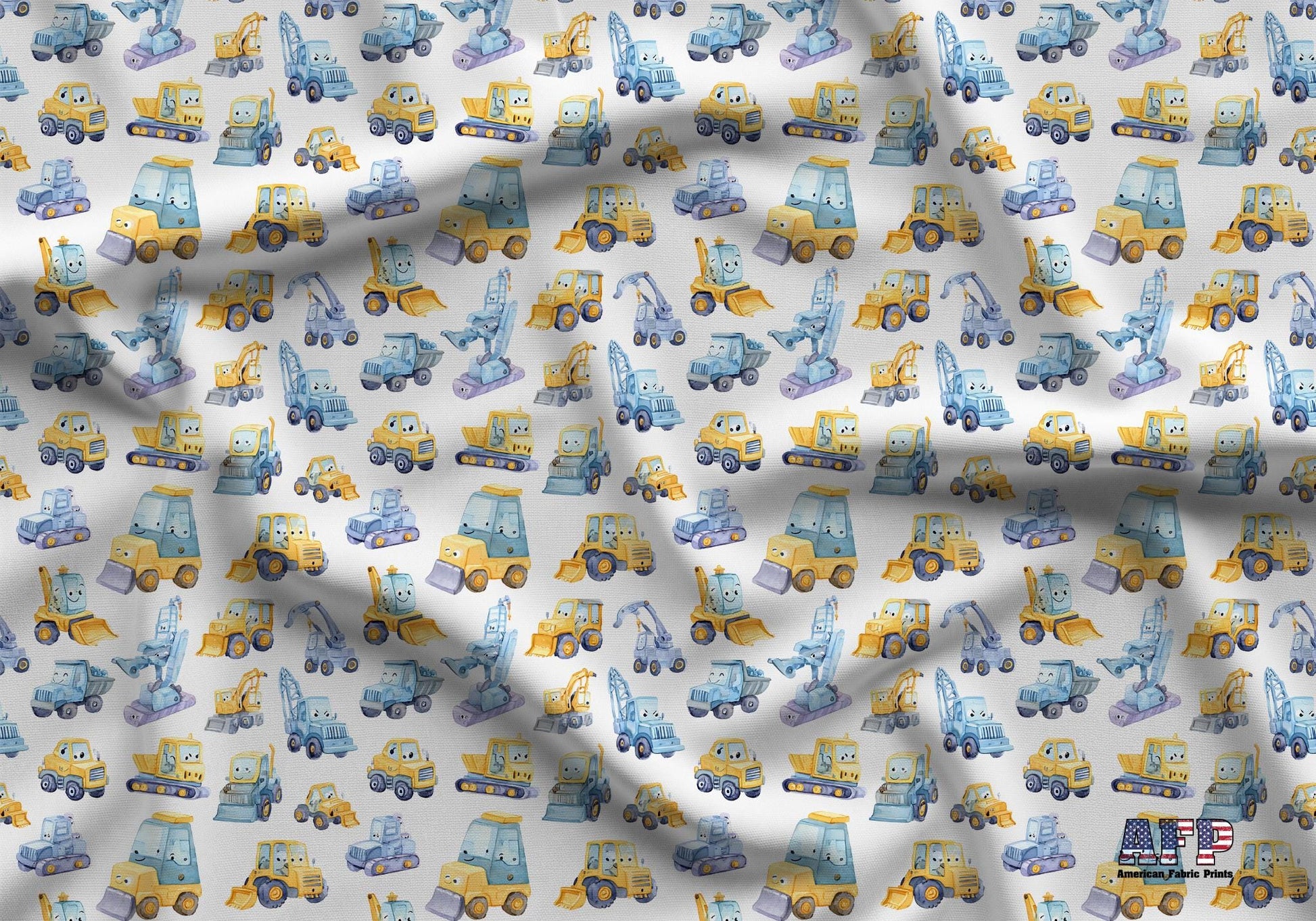 Playful Construction Machines Fabric - Shop now at American Fabric Prints