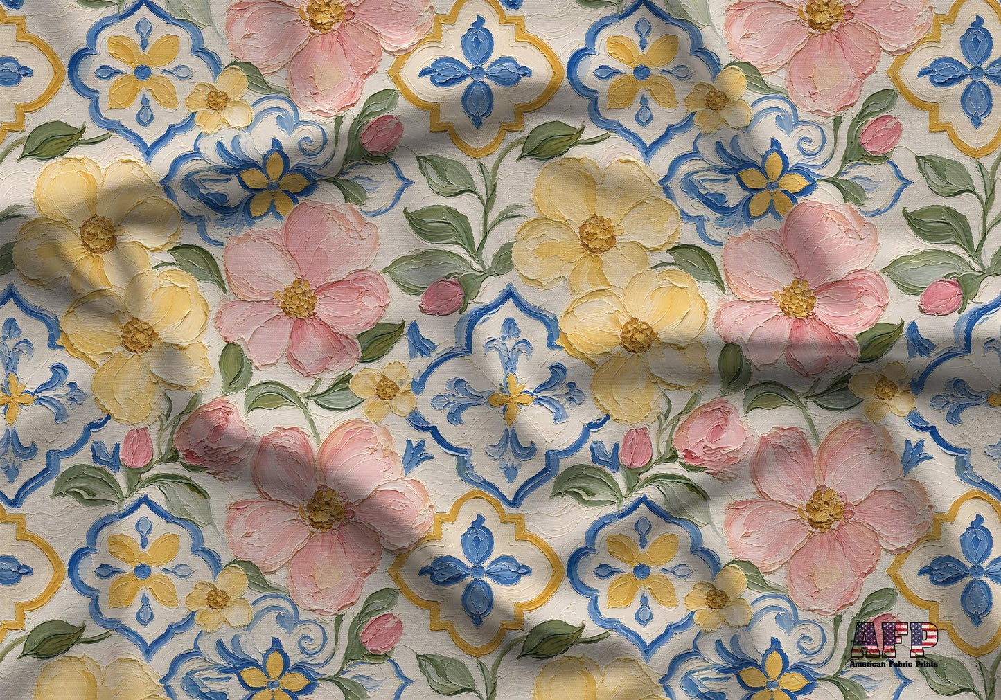 Mediterranean Oil Paint Floral Fabric - Shop now at American Fabric Prints