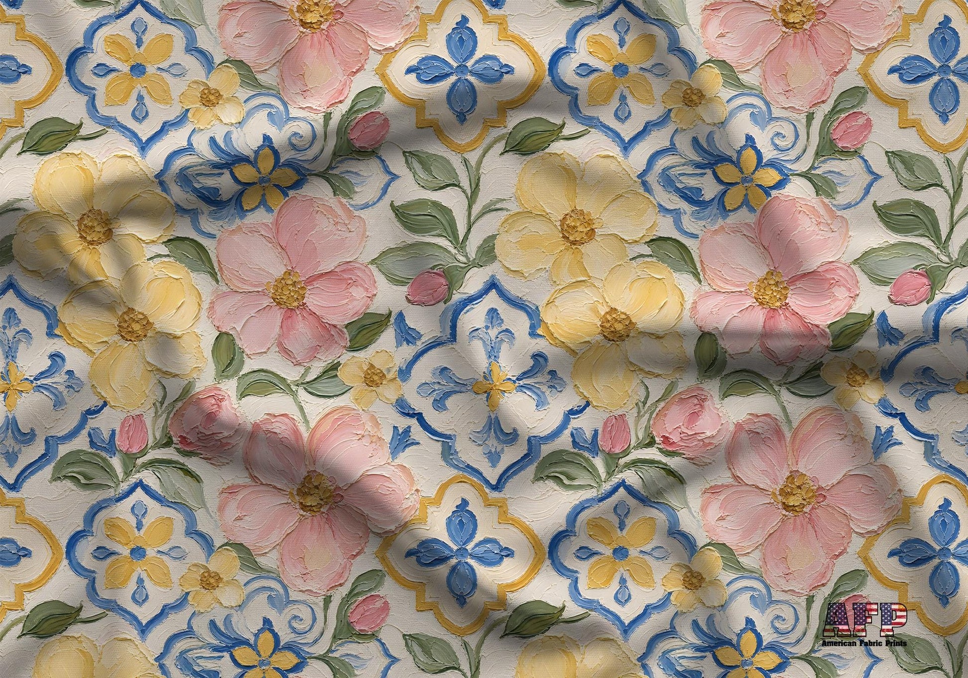 Mediterranean Oil Paint Floral Fabric - Shop now at American Fabric Prints