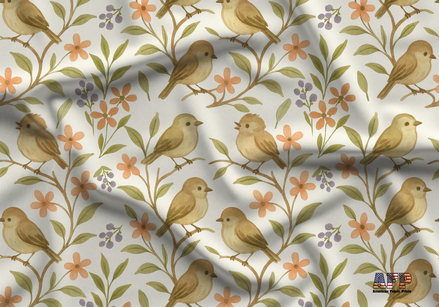 Little Birds Floral Fabric - Shop now at American Fabric Prints