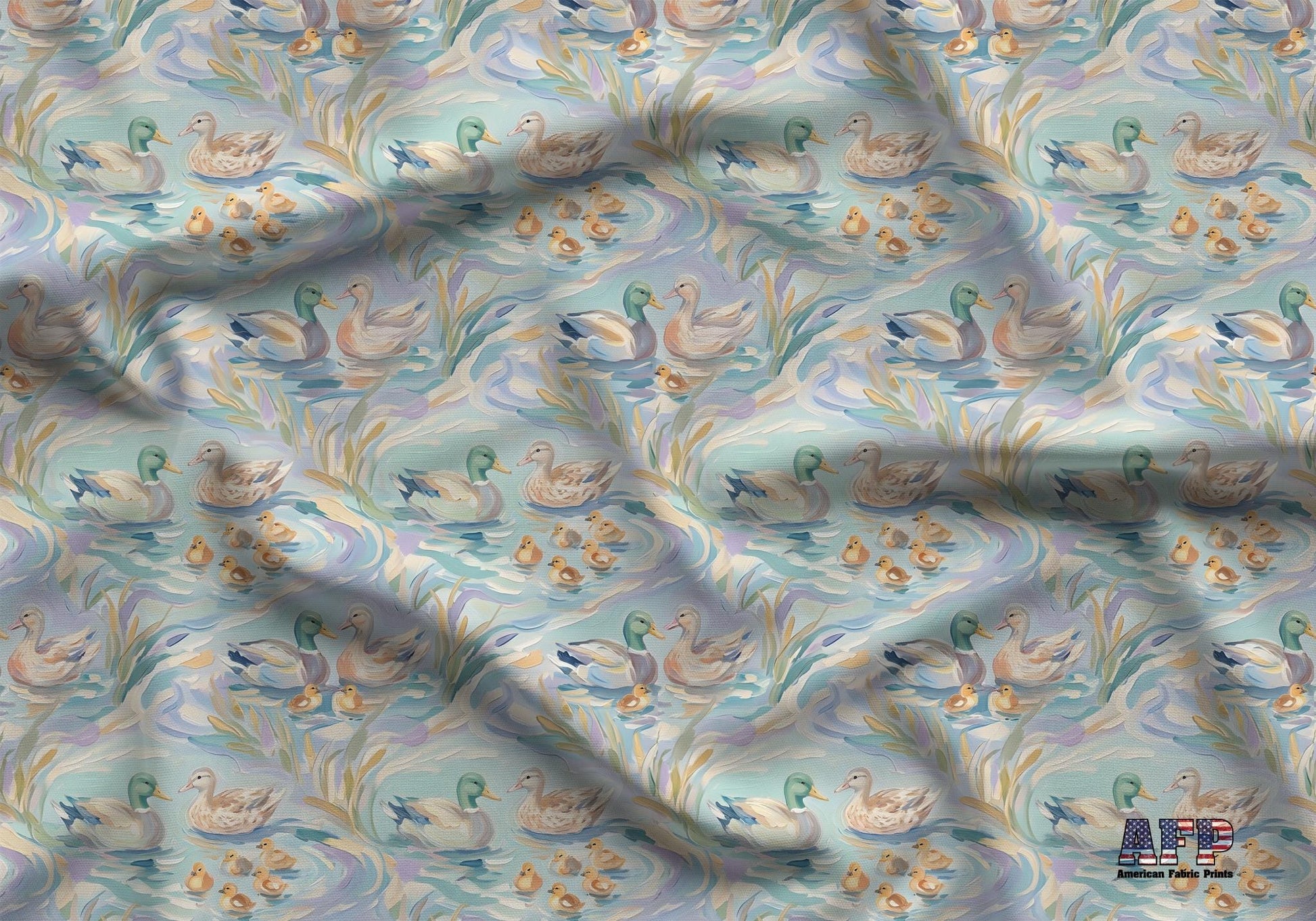 Mallard Duck Family Fabric - Shop now at American Fabric Prints